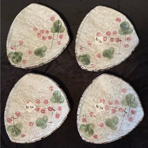 Banko-Yaki (Banko Ware) Set of 4 Durable Plates Japanese Earthenware, Yokkaichi